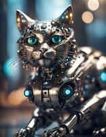 ai généré robotique animal de compagnie chat photo