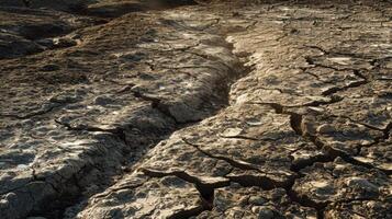 ai généré sec fissuré sol surface de chaud Soleil global chauffage photo