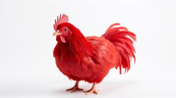 ai généré vibrant rouge coq contre une blanc Contexte photo