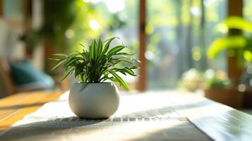 ai généré une blanc terra cotta plante sur une table photo