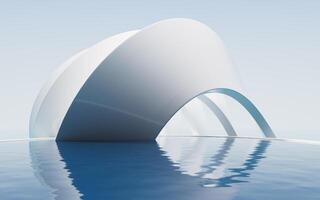 Créatif géométrie bâtiment avec l'eau surface, 3d le rendu. photo