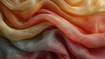ai généré ondulé coloré soie en tissu Contexte. le rouge tissu texture est très réaliste et détaillé. photo