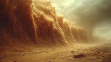 ai généré le le sable tornade cette formes vagues dans le désert, création une unique et effrayant vue. photo