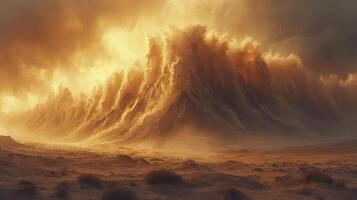 ai généré le le sable tornade cette formes vagues dans le désert, création une unique et effrayant vue. photo