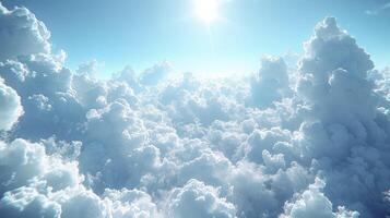 ai généré une clair bleu ciel scène avec une Piste de vaporeux cirrus des nuages et bien céréales. photo