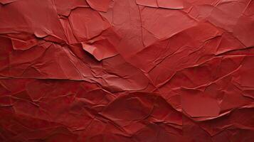 ai généré collé rouge papier texturé , coincé à blanc tableau, Aléatoire déchirure, modérer le gaufrage, photo