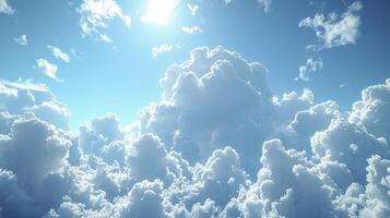 ai généré une clair bleu ciel scène avec une Piste de vaporeux cirrus des nuages et bien céréales. photo