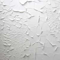 ai généré collé blanc papier texturé , coincé à blanc tableau, Aléatoire déchirure, modérer le gaufrage, photo