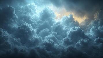 ai généré une ciel couvert avec nimbostratus des nuages, création une ombragé atmosphère et une chance de pluie. photo