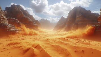 ai généré une signe de le présence de une le sable tornade dans le désert. photo