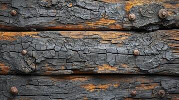 ai généré vieux en bois Contexte avec intéressant des fissures et bois grain. Haut voir. photo