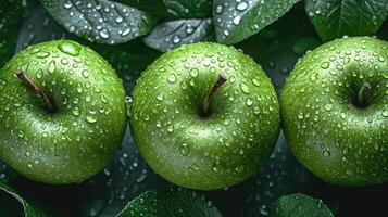 ai généré vert Pomme fruit Contexte avec une ressentir de fraîcheur. photo