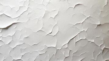 ai généré collé blanc papier texturé , coincé à blanc tableau, Aléatoire déchirure, modérer le gaufrage, photo