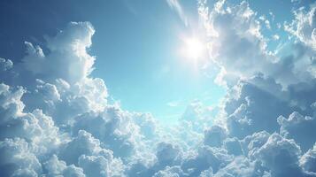 ai généré une clair bleu ciel scène avec une Piste de vaporeux cirrus des nuages et bien céréales. photo