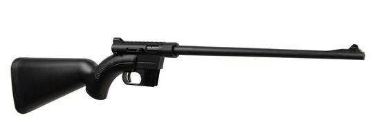 petit calibre boulon fusil dans une Plastique Stock de .22lr. petit rayé arme pour chasse et des sports. isoler sur une blanc dos. photo