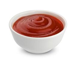bol de ketchup isolé sur blanc Contexte photo