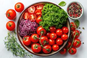 ai généré mixte des légumes salade isolé cuisine table professionnel La publicité nourriture la photographie photo