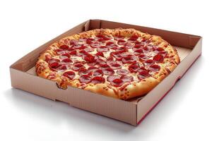 ai généré à emporter ou livraison Pizza boîte professionnel La publicité nourriture la photographie photo