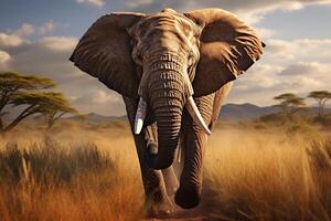 ai généré l'éléphant dans le savane. généré par artificiel intelligence photo