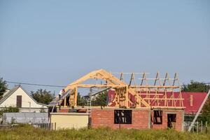 toit de le maison en dessous de construction photo