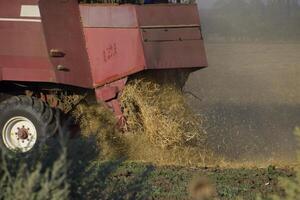 le vieux combiner moissonneuse récoltes blé. agricole machinerie. photo