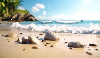 ai généré plage scène dans été photo