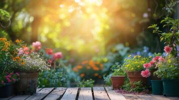 ai généré magnifique Contexte pour jardin printemps fête La publicité photo