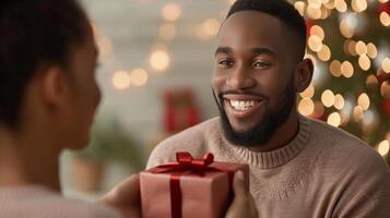 ai généré une femme présente sa copain avec une réfléchi cadeau sur Soit leur anniversaire ou la Saint-Valentin journée photo