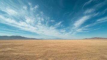 ai généré une Dénudé désert paysage en dessous de une vaste, vide ciel. photo