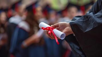 ai généré une fermer de une diplôme étant remis sur, capturer le culmination de ans de difficile travail. photo