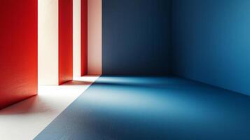 ai généré nettoyer lignes et minimaliste éléments dans rouge, blanc, et bleu, photo