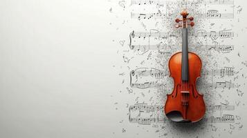 ai généré minimaliste représentation de une violon et épars musical Remarques photo
