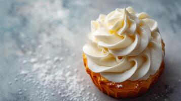 ai généré nettoyer et minimaliste coup évoquant une sentiment de sérénité avec une Pâtisserie et duveteux fouetté Garniture photo