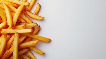 ai généré nettoyer composition évoquant une sens de harmonie et la satisfaction par le beauté de frites photo