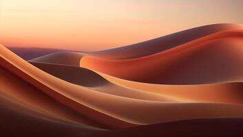 ai généré désert dunes à le coucher du soleil la nature paysage photo