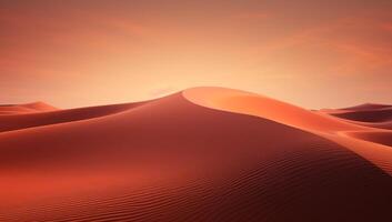 ai généré désert dunes à le coucher du soleil la nature paysage photo