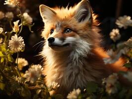 portrait de une rouge Renard dans le l'automne forêt. photo