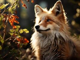 ai généré portrait de une rouge Renard dans le l'automne forêt. photo