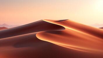 ai généré désert dunes à le coucher du soleil la nature paysage photo