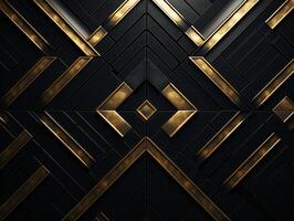 ai généré foncé noir mosaïque Contexte avec d'or lignes art déco luxe style texture photo