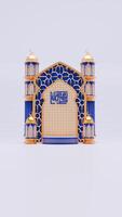 3d rendre Ramadan podium Contexte avec mosquée, pilier et islamique ornements pour social médias récit modèle photo