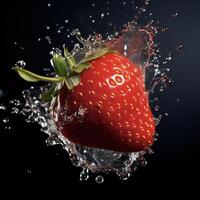 ai généré une fraise est éclabousser dans l'eau photo