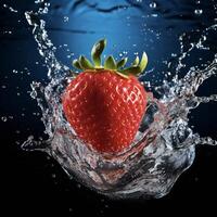 ai généré une fraise est éclabousser dans l'eau photo