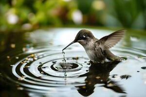 ai généré une peu oiseau cette est permanent dans le l'eau photo