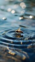 ai généré une abeille cette est nager dans certains l'eau photo