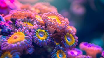 ai généré une proche en haut de une bouquet de coloré coraux photo