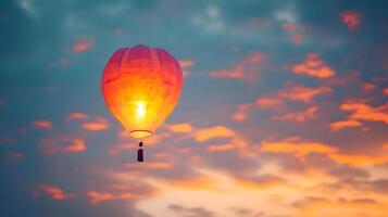 ai généré une chaud air ballon en volant dans le ciel photo