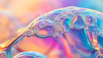 ai généré macro la photographie de coloré savon bulles photo