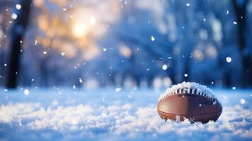 ai généré hiver des sports solitude - couvert de neige Football photo