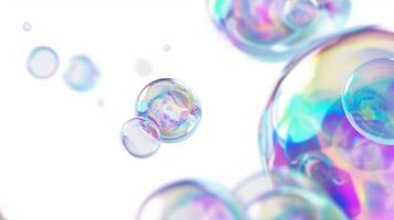 ai généré iridescent savon bulles photo